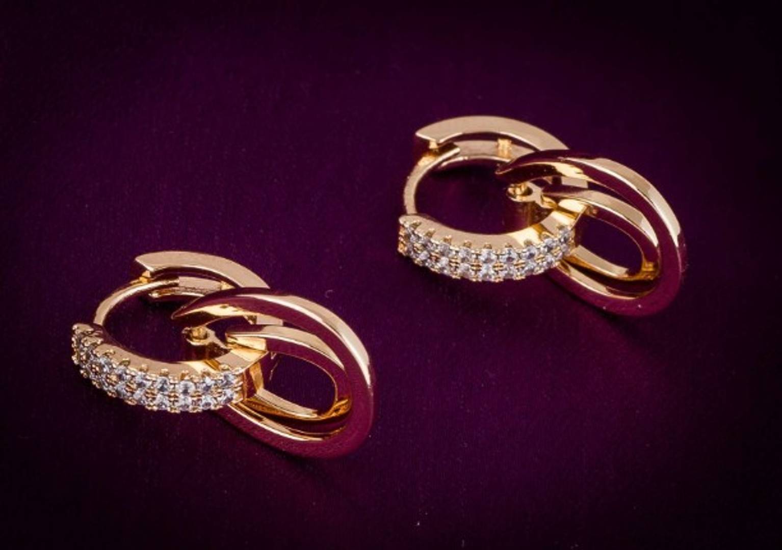Gold Plated Alloy Metal Fashion American Diamond Stud Earrings - SVB Ventures